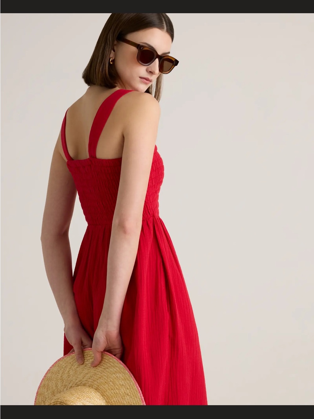 Red organic gauze jumpsuit - Picture 6 of 9